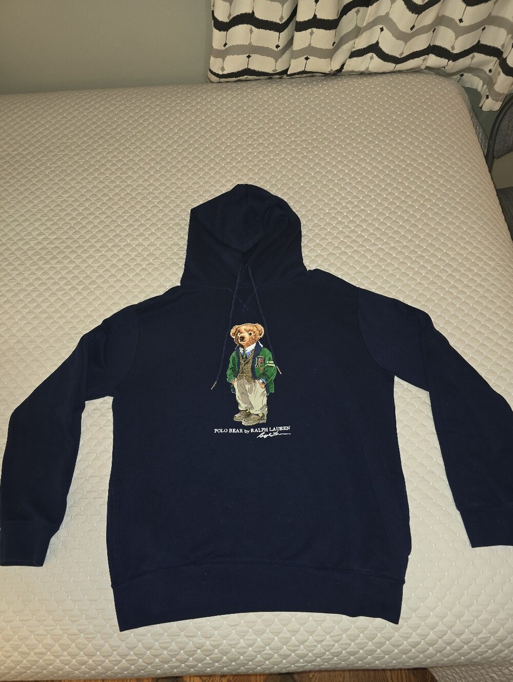 Lg - Ralph Lauren Navy "BEAR" Pullover Hoodie PRISTINE CONDITION